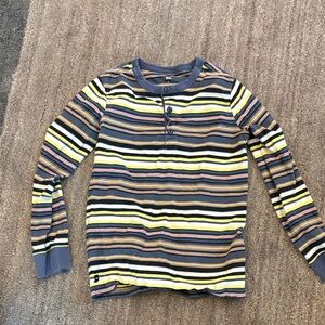 Tea Collection Striped Long Sleeve Tee - Blue, Yellow, Pink